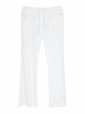 Billabong White 100% Cotton Drawstring Flare Pants | Size Large